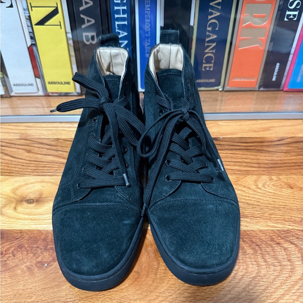 Christian Louboutin Black Suede High-Top Sneakers
